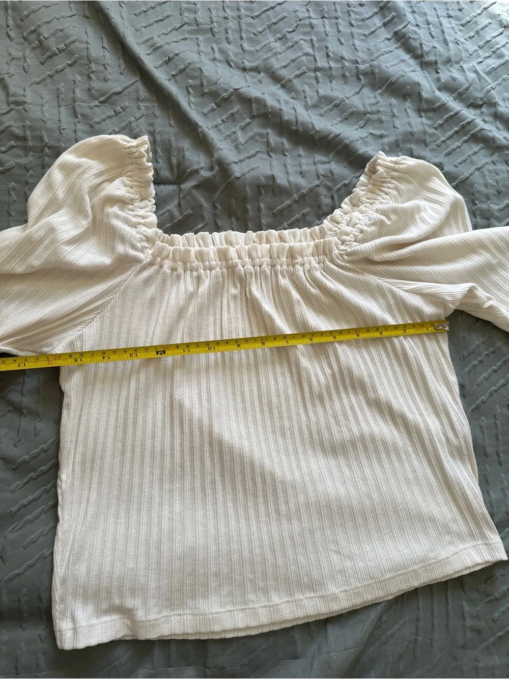 Madewell Off-Shoulder Ribbed Cream Blouse